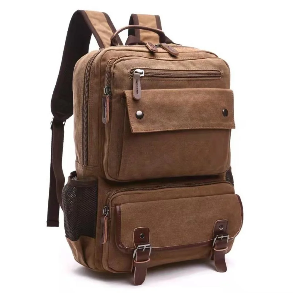 Fashion Men Vintage Canvas Backpack Male Laptop College Student Teenager School Bags Stylish Travel Backpack Wyz18771