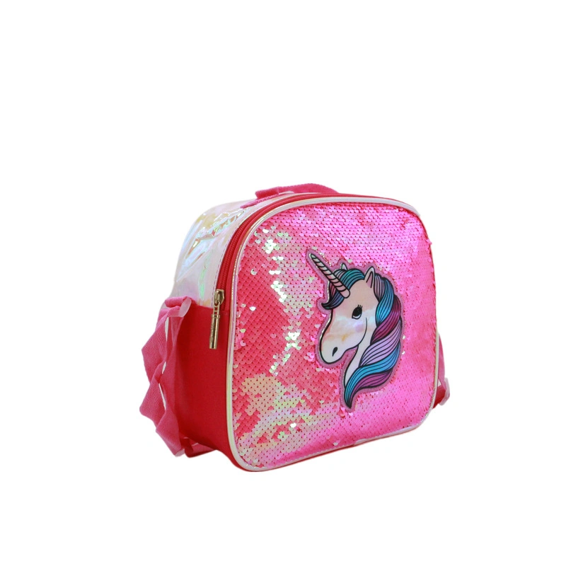 Kids Unicorn Sequins School Bag with Wheels for Girls Trolley Backpack