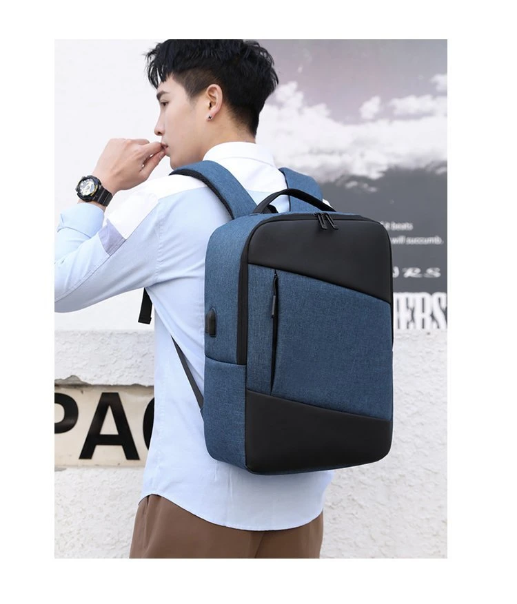 Customized Logo Business Travel Bag High School Backpack with USB Charging Port