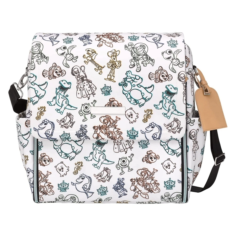 Stylish Cartoon Canvas Backpack Diaper Bag with Foldable Changing Mat