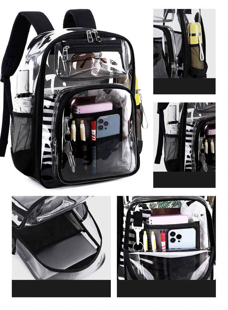 Transparent Male Female Students Backpack with Waterproof Large Capacity Middle High School Grade Carrier Bag