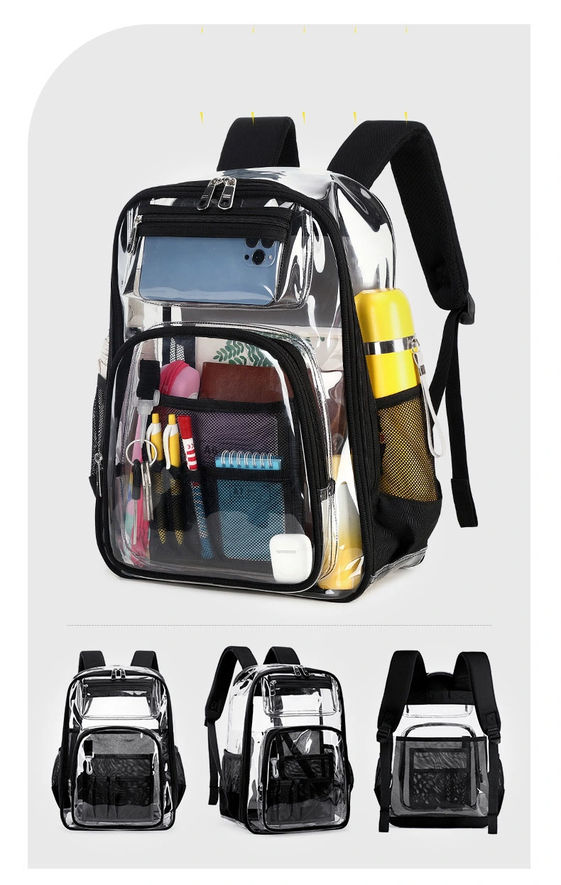 Transparent Male Female Students Backpack with Waterproof Large Capacity Middle High School Grade Carrier Bag