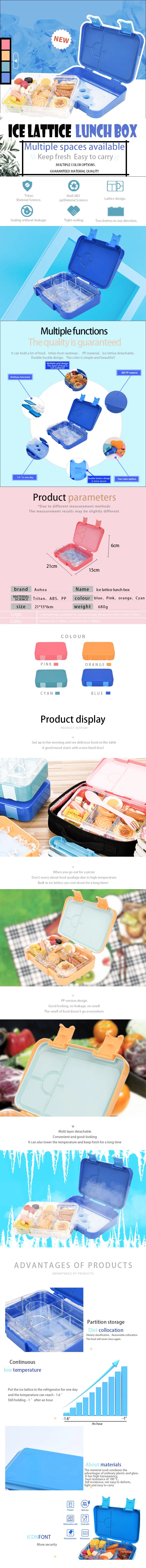 Children Food Container Fiambreras Compartments Ice Packed Lunch Bento Box