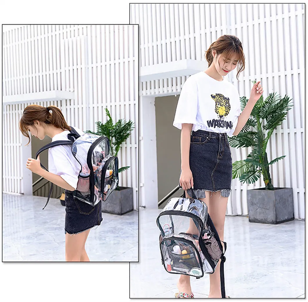 Large Capacity Clear PVC Backpack Waterproof School Transparent Bookbags Children Schoolbag