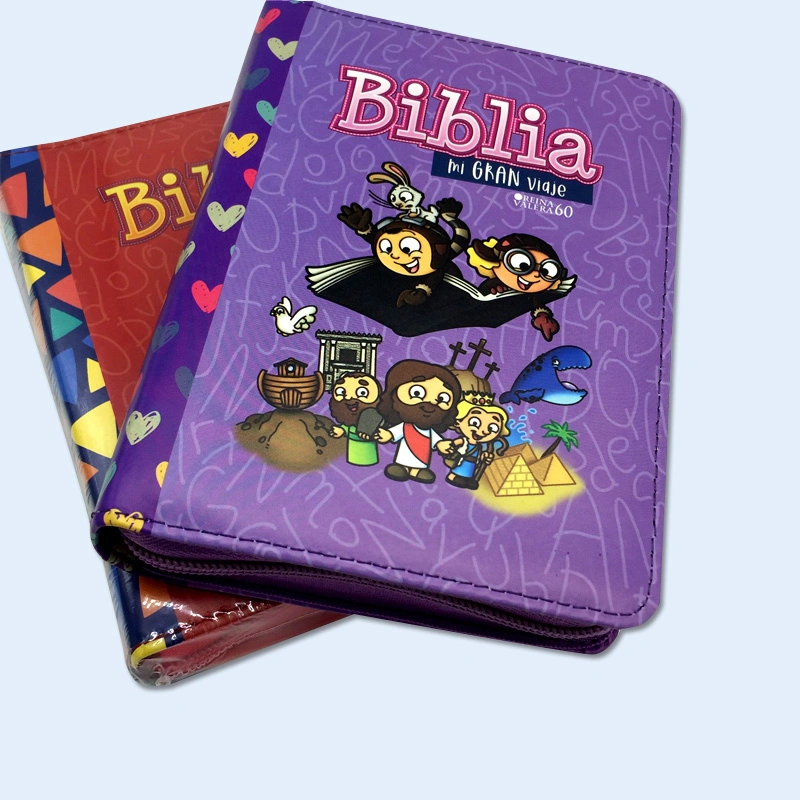 France Holy Children Bible Book Printing Service Colorful Cover Zipper Bag Packing