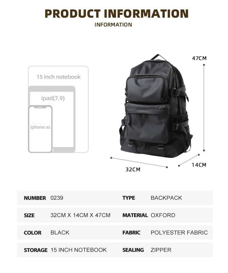 Personalized Travel Backpack Light Weight Large Space 17inch Laptop Bag Waterproof Laptop Bag