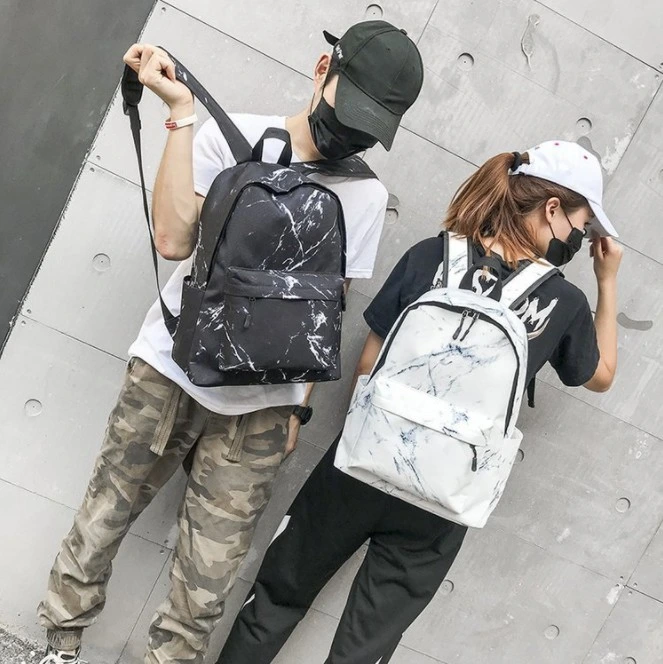 Wholesale Custom Logo Nylon Material School Backpack Fashion Marbling Backpack Boys and Girls School Bag