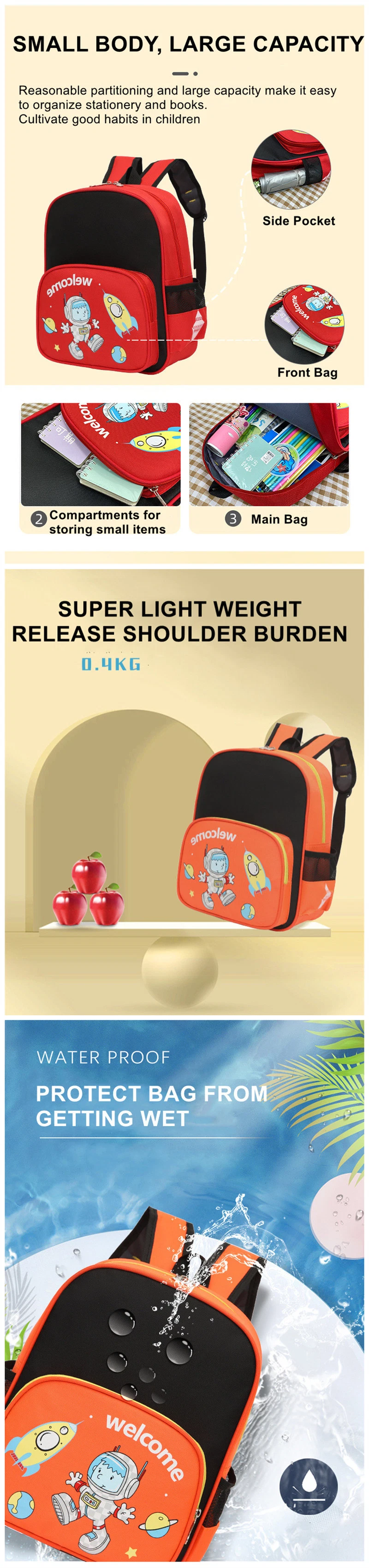 Cheaper Price Cartoon Light Weight Mochilas Kindergarten Bag Children Lovely Kids Backpack