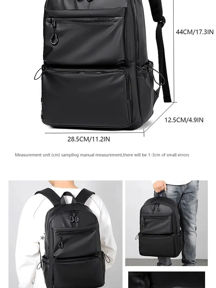 14 Inch Backpack Large Capacity Travel Leisure Solid Color PU Computer Backpack Fashion Casual Bag