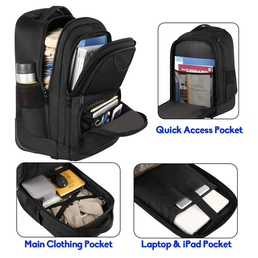 Luggage Backpack Compact Business Backpack with Wheels Student Rolling Laptop Bag