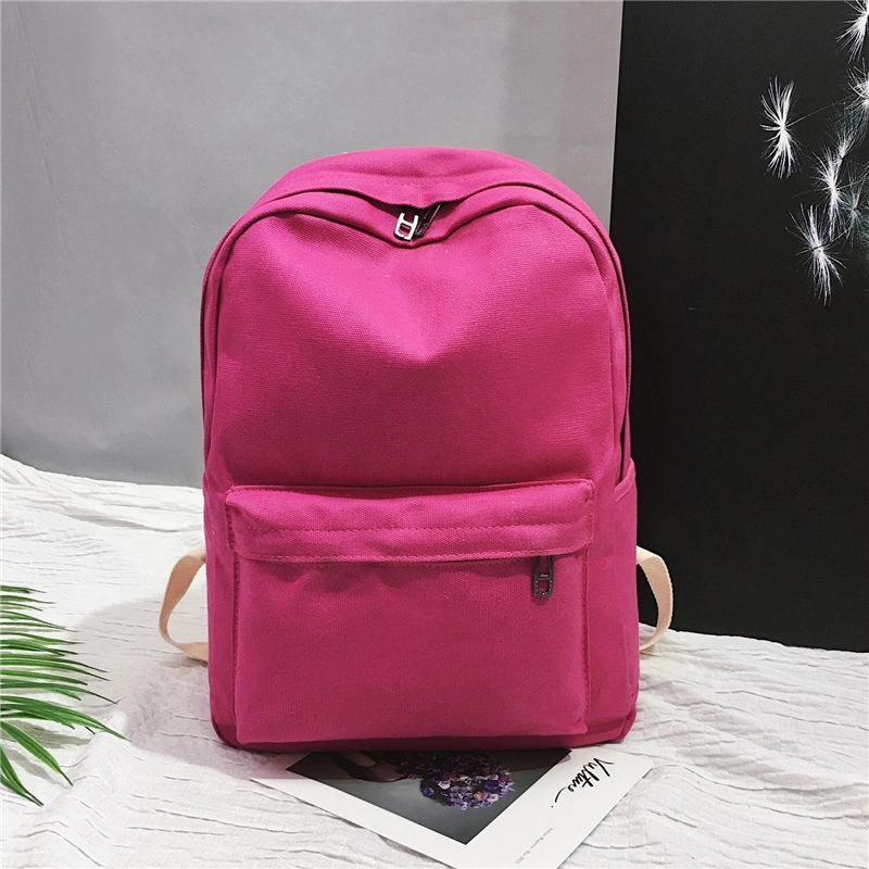 2021 Couple Backpack Canvas Middle School Student Backpack Japan and South Korea Travel Solid Color School Bag