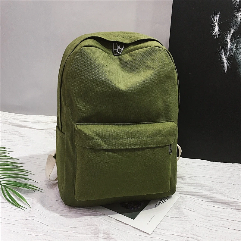 2021 Couple Backpack Canvas Middle School Student Backpack Japan and South Korea Travel Solid Color School Bag