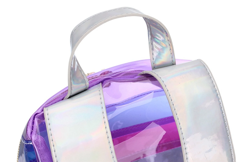 Rainbow Color Transparent School Backpack Custom Colorful Holographic PVC Backpack Bag