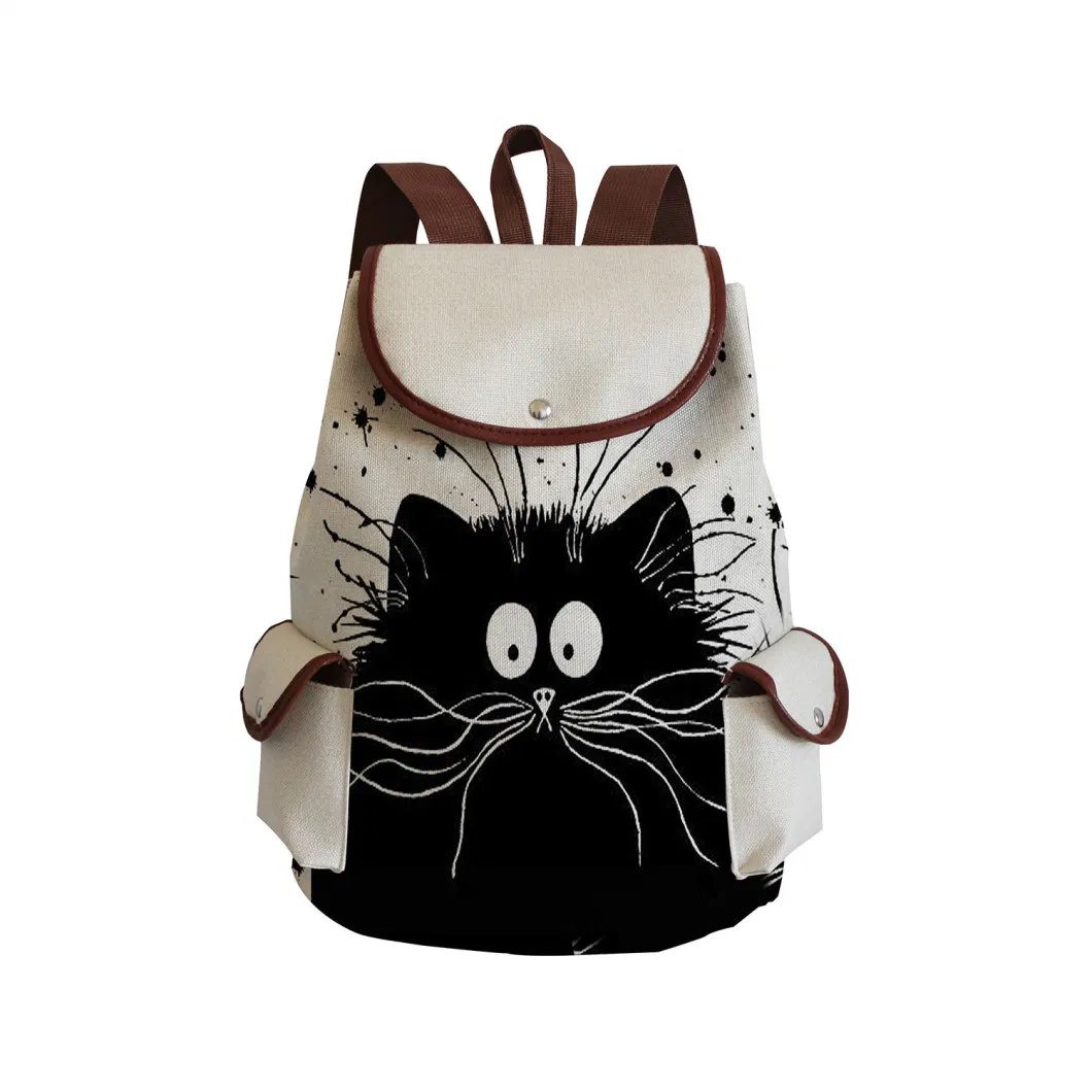 Xianghui Cartoon Children&prime;s Cute Cats, Printed Large-Capacity Drawstring Backpacks