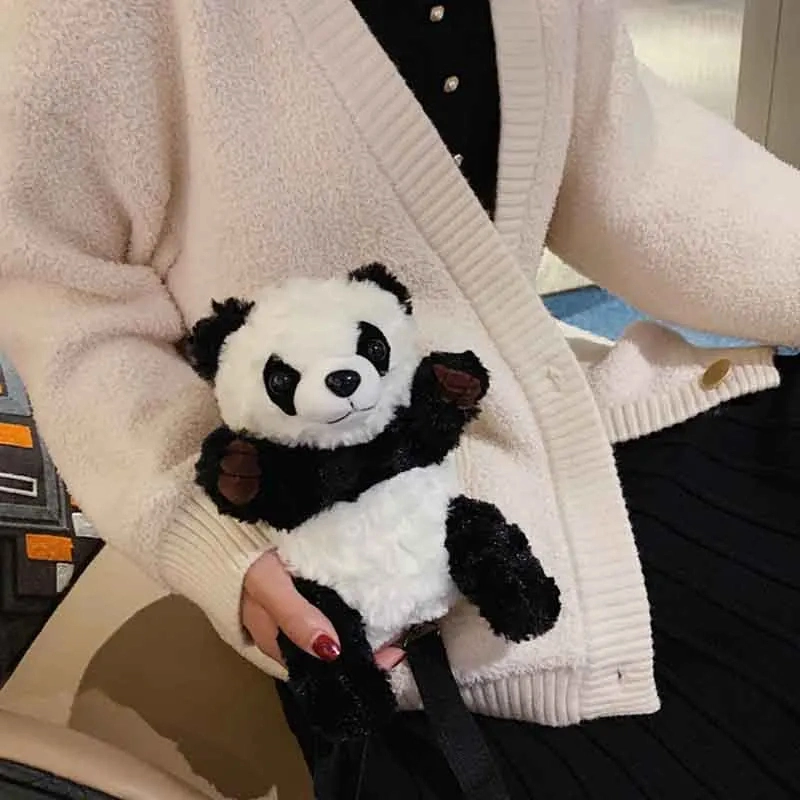 Cute Panda Backpacks Stuffed Animal Bag Girls Boys Plush Adjustable Schoolbags Kindergarten Plush Backpack Toys Children Gifts