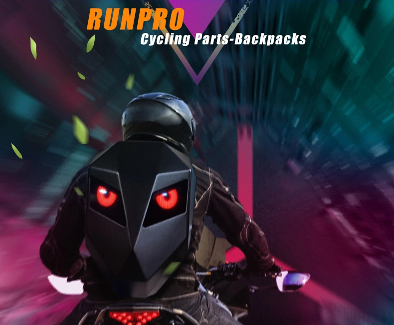 Runpro 2023 Motorcycles Riding LED Knight Backpacks Bluetooth APP Control Waterproof Hard Shell Shoulders Bags