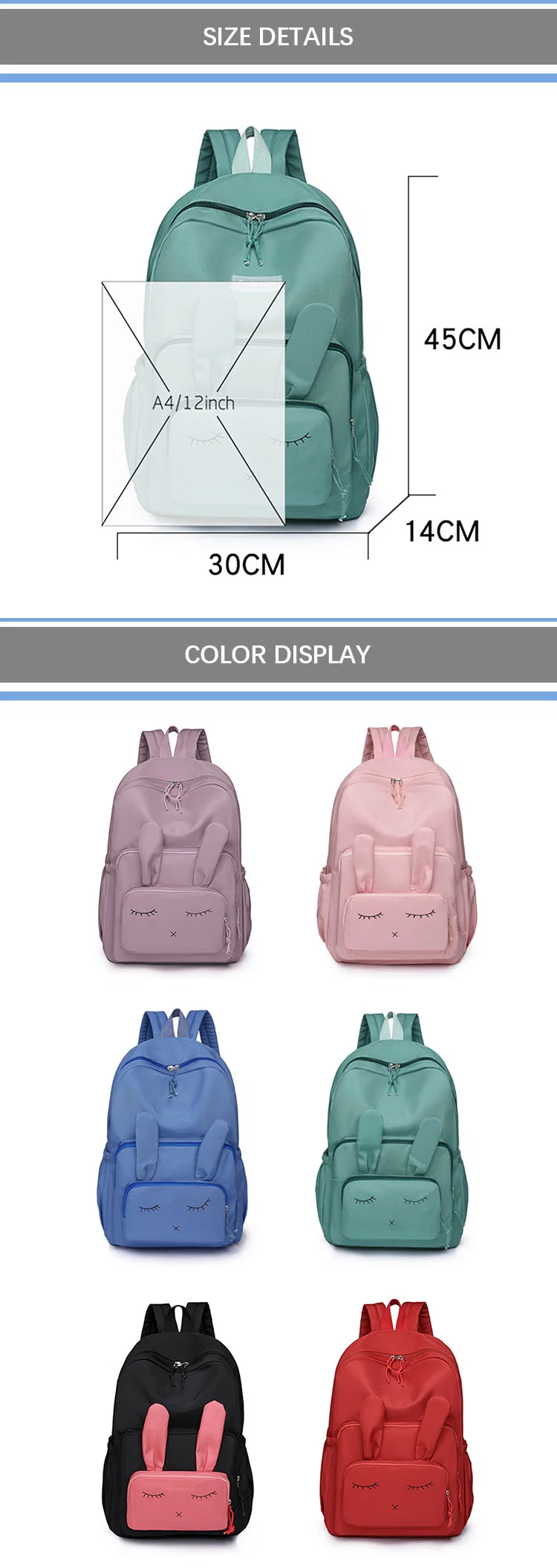 Wholesale Colorful Fashion Teens Large Children Messenger School Bag Backpack