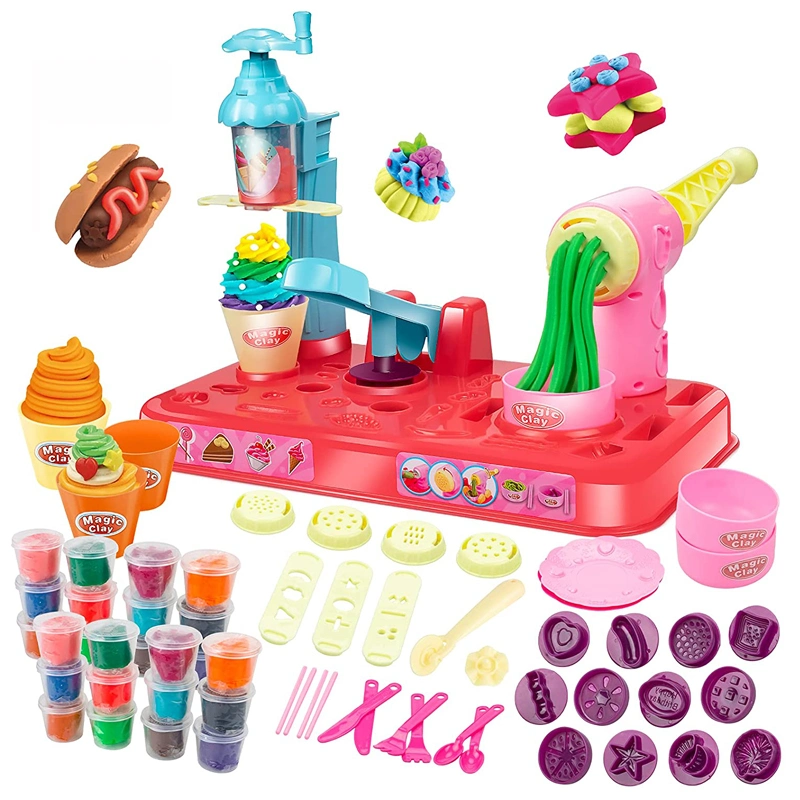 Safe and Non-Toxic Kitchen Food DIY Modeling Mud Color Clay Toy Set Little Chef Cooking Packed Lunches Play Dough Soft Clay