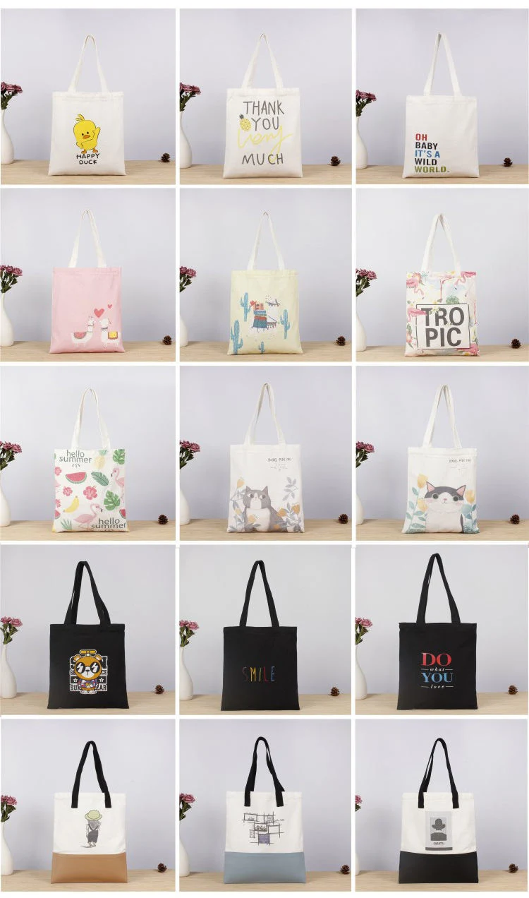 10% off Promotional Personalized Blank Plain Cotton Canvas Bags Reusable Shopping Cotton Tote Bags with Custom Printed Logo