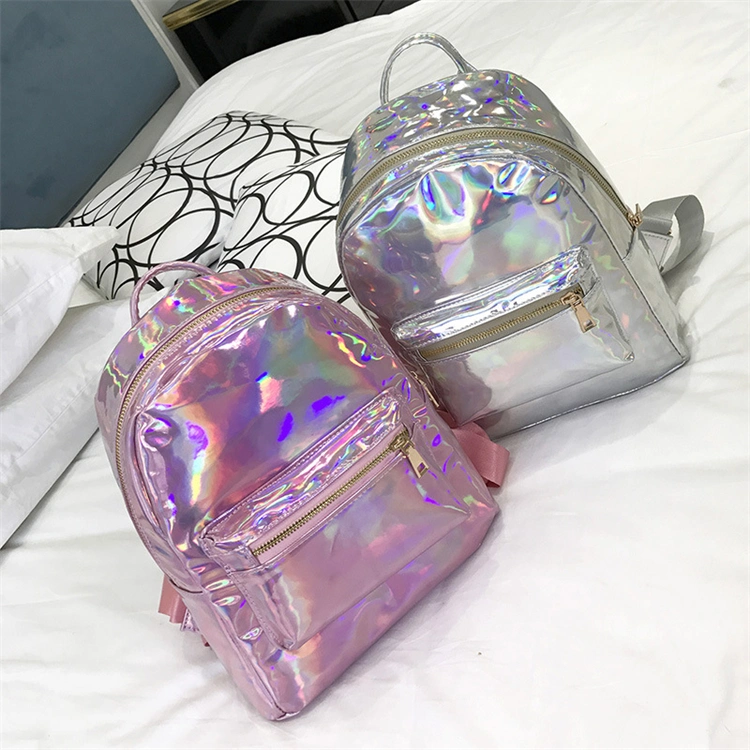 Ru 2023 Custom Made Cute Holographic High School Mini Leather Fashion Girl Book Bags