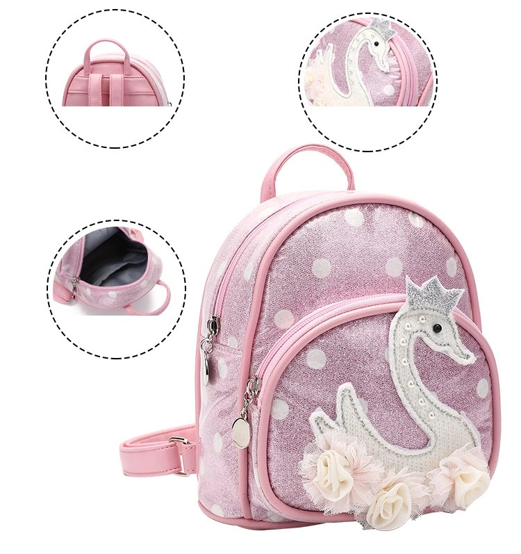 Travel Cute Little Swan Backpack New Cheap Children&prime; S Backpack Mini Kindergarten School Bag Girl Princess Bag Travel Backpack