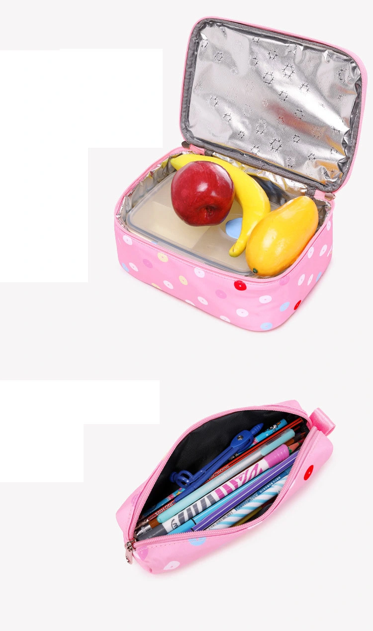 Three-Piece Sets Fashion Girl Waterproof Primary Children School Student Lunch Pencil Pen Pouch Pack Bag Backpack (CY0156)