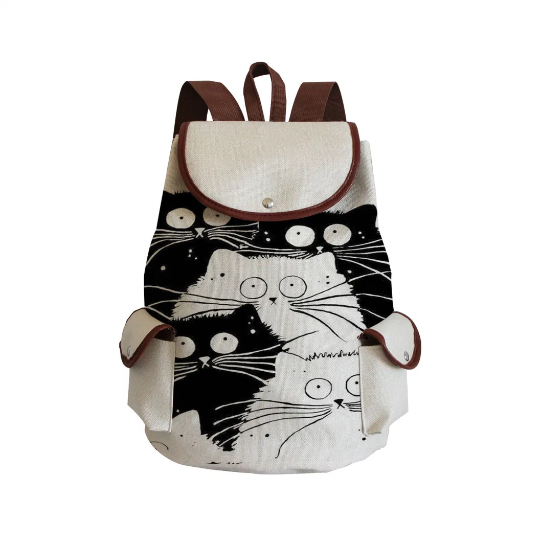 Xianghui Cartoon Children&prime;s Cute Cats, Printed Large-Capacity Drawstring Backpacks