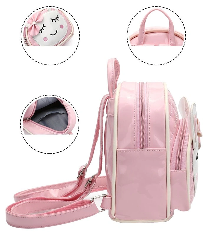 Cute 3D Rabbit PU Leather Backpack for Kindergarten Kids Children Girl