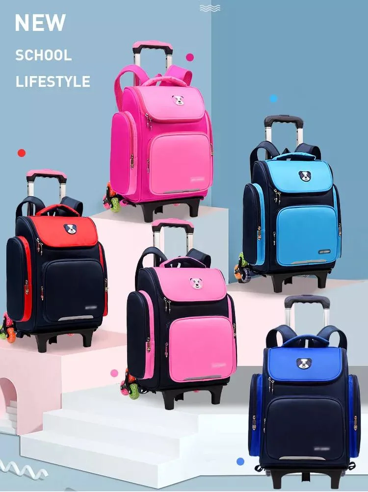 New Trending School Trolley Backpack Bags Custom Waterproof Kids Student School Trolley Bags for Girls