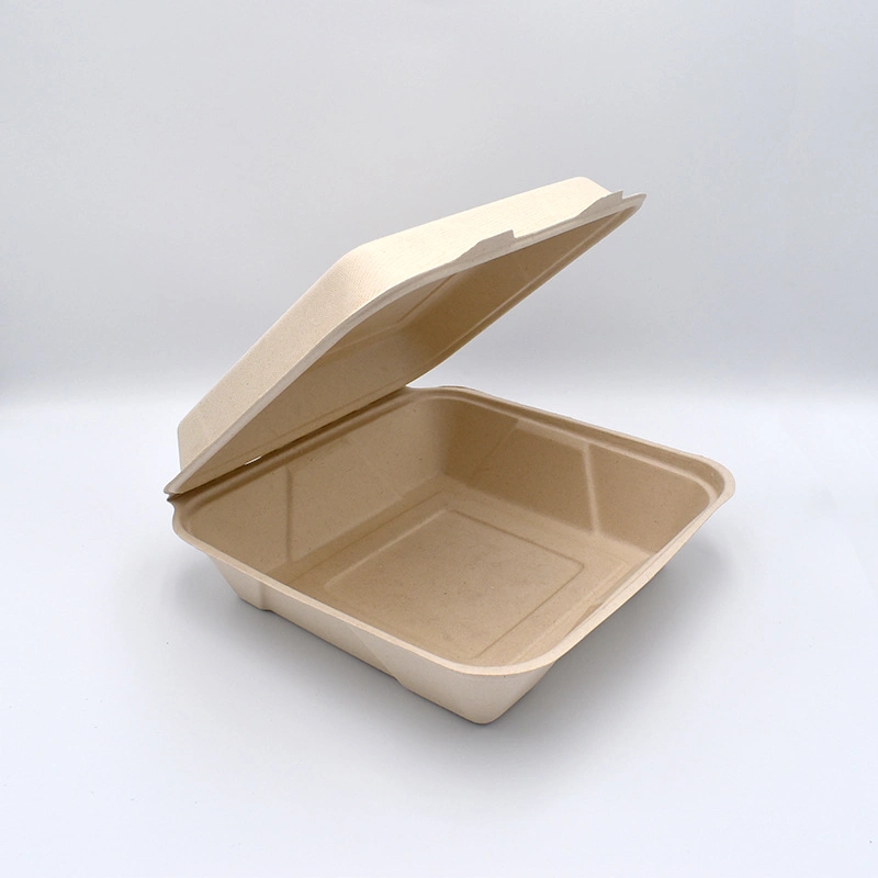 Disposable Compostable Pulp Box 320ml One-Piece Natural Color Packed Lunch Box (PS-312)