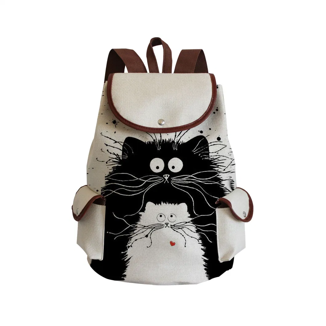 Xianghui Cartoon Children&prime;s Cute Cats, Printed Large-Capacity Drawstring Backpacks