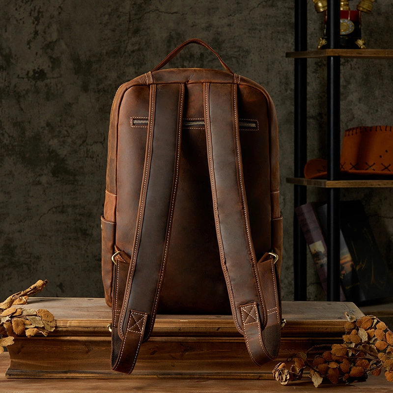 (WD12438) Handmade Leather Backpack for Men Retro Cowhide Casual Backpack Youth Travel Computer Bag Trend Men Bag