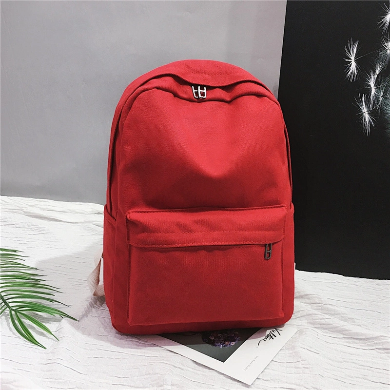 2021 Couple Backpack Canvas Middle School Student Backpack Japan and South Korea Travel Solid Color School Bag