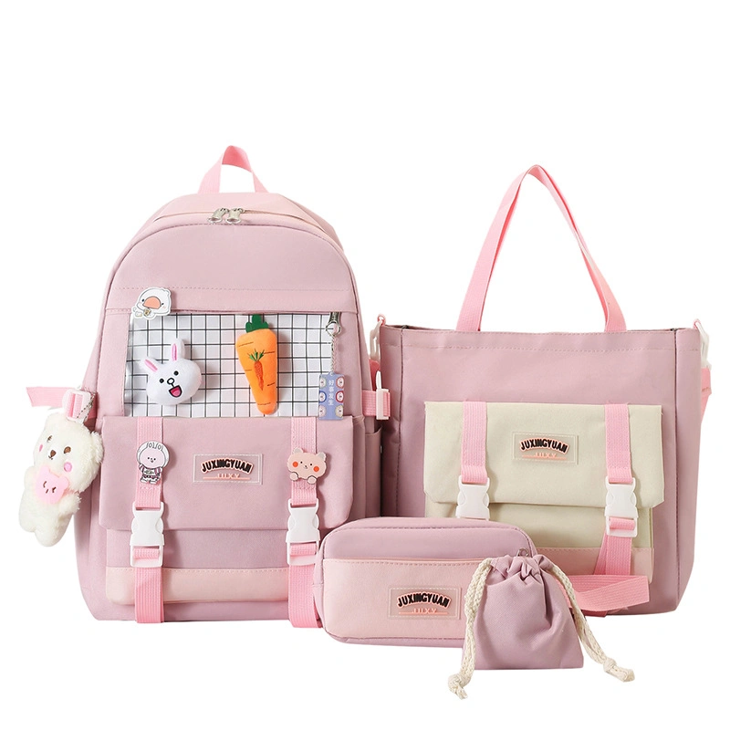 Fashion Laptop Backpack Shoulder Handbag, Canvas 4PCS/Set Child School Bag