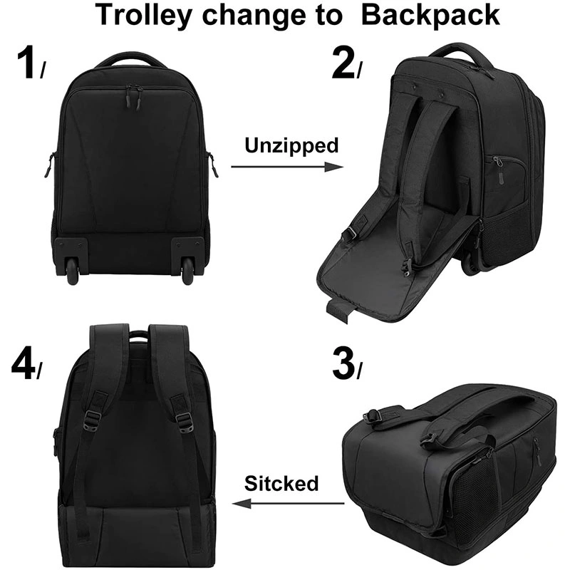 Multi-Function Business Trolley Laptop Bag Waterproof Carry on Wheeled School Backpack