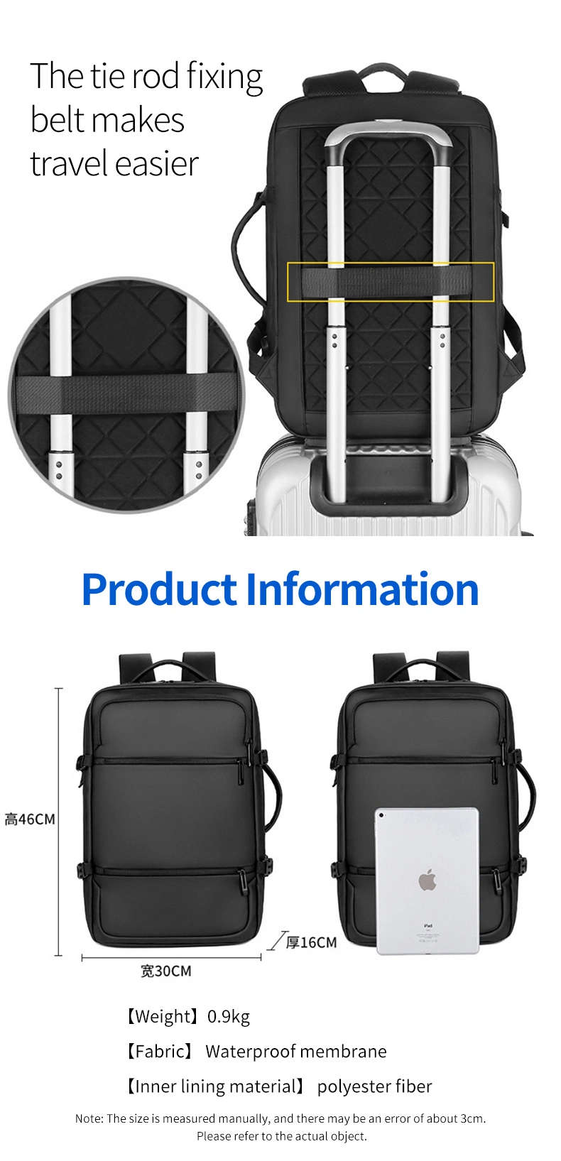 Men 15.6 Inch Business Laptop Backpacks Fashion Anti-Theft Pack Bag for Teenager