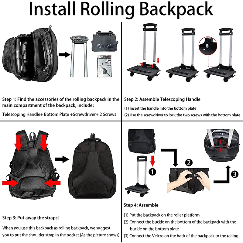 Hot Selling Travel Removable Outdoor Trolley Laptop Bag Business Rolling School Backpack