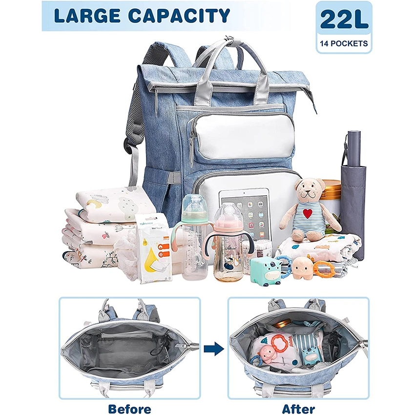 Extra Large Capacity Travel Diaper Changing Backpack for Moms Dads Waterproof Nappy Changing Bag