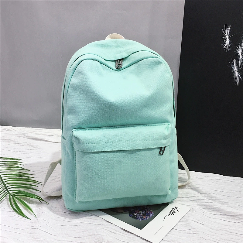 2021 Couple Backpack Canvas Middle School Student Backpack Japan and South Korea Travel Solid Color School Bag