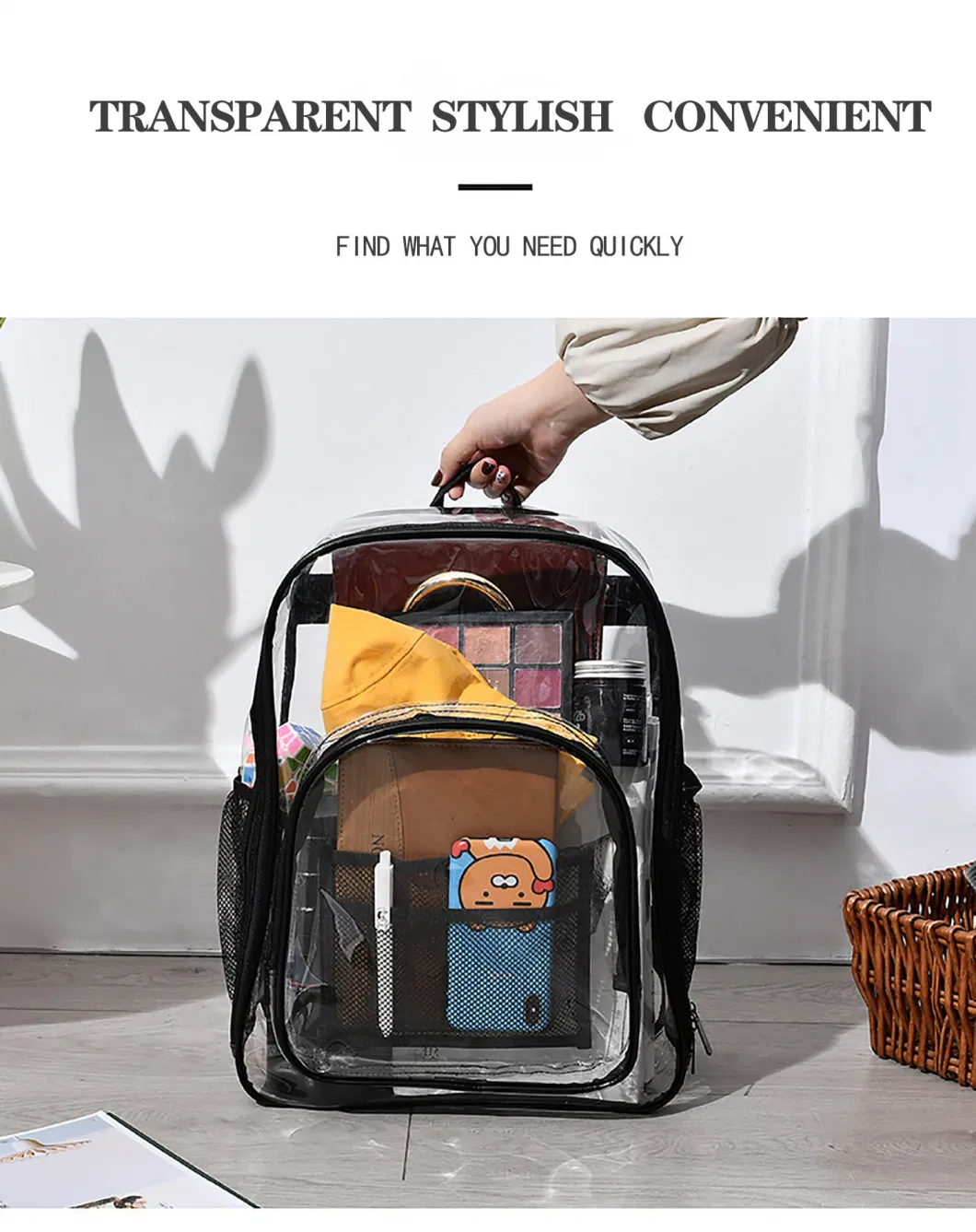 Large Capacity Clear PVC Backpack Waterproof School Transparent Bookbags Children Schoolbag