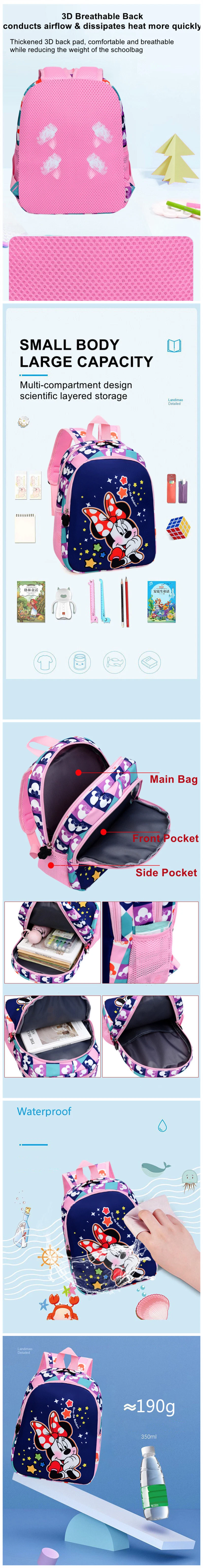 Wholesale Ergonomics Kids Children Cartoon Waterproof Backpacks Schoolbags Oxford Book Bags Student