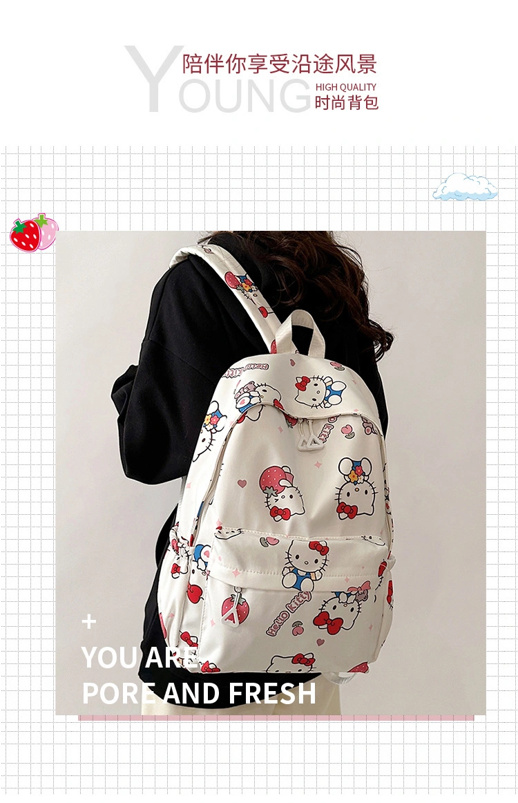 Sanrio Student Bags Large Capacity High School Bags Cartoon Melody Travel Canvas Children Backpack