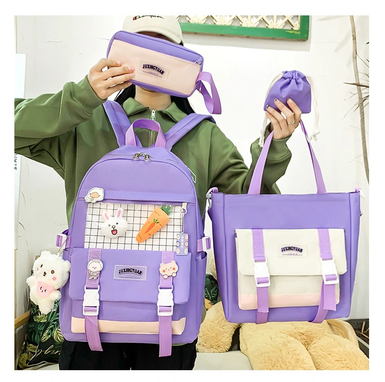 Fashion Laptop Backpack Shoulder Handbag, Canvas 4PCS/Set Child School Bag