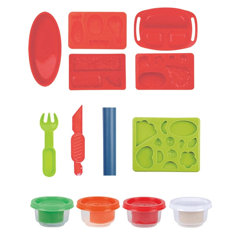 Safe and Non-Toxic Kitchen Food DIY Modeling Mud Color Clay Toy Set Little Chef Cooking Packed Lunches Play Dough Soft Clay