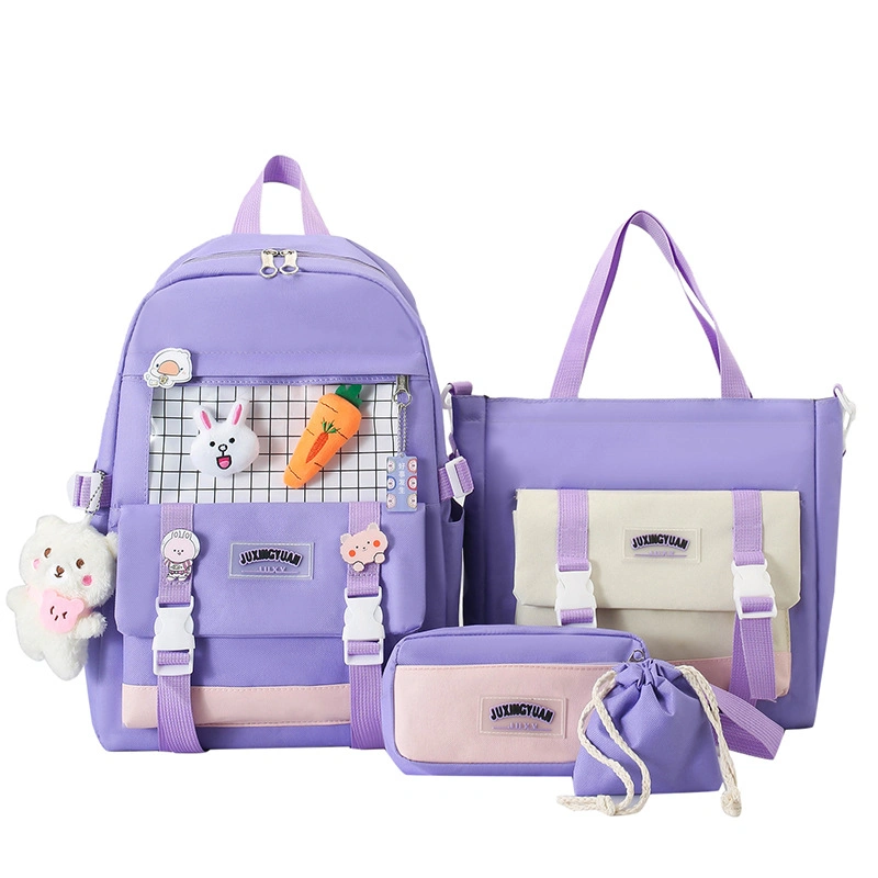 Fashion Laptop Backpack Shoulder Handbag, Canvas 4PCS/Set Child School Bag