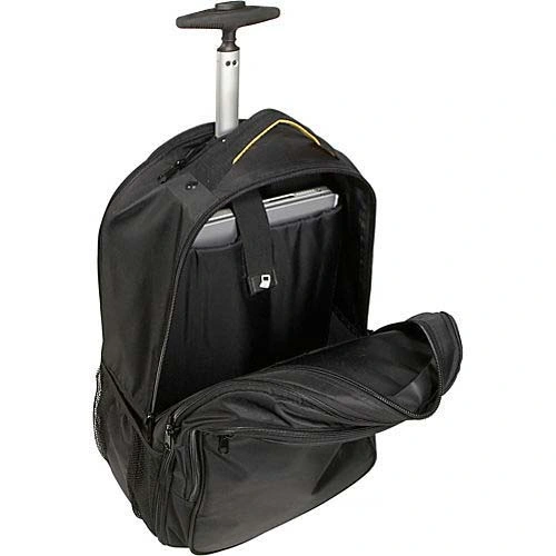 Double Shoulders Business Travel Wheeled Trolley Laptop Bag Backpack