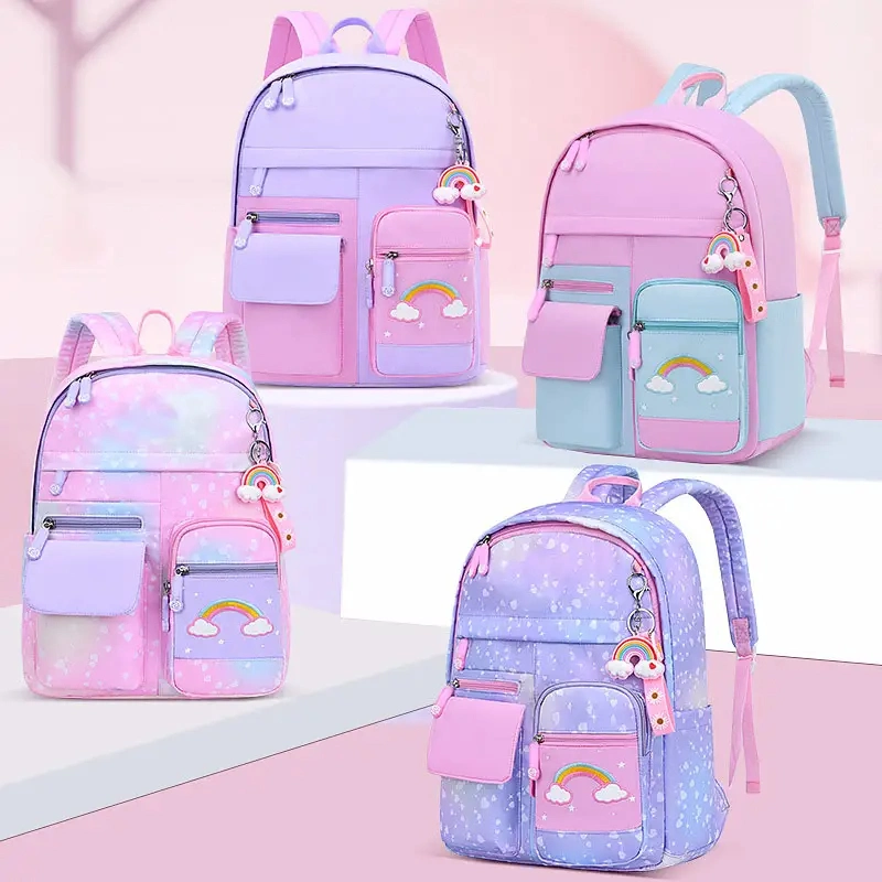 Custom Large Capacity Colorful Pink Teen Girls Students School Bags Kids Backpack for Children School