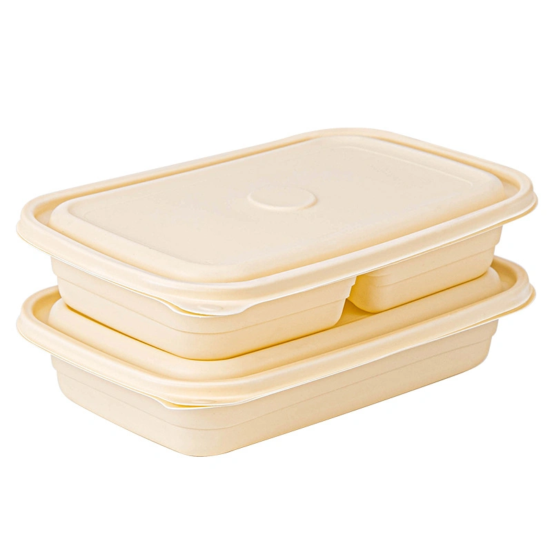 500ml Environmentally Friendly Disposable Corn Starch Two-Compartment Food Container Packed Lunch Box (TY-125)