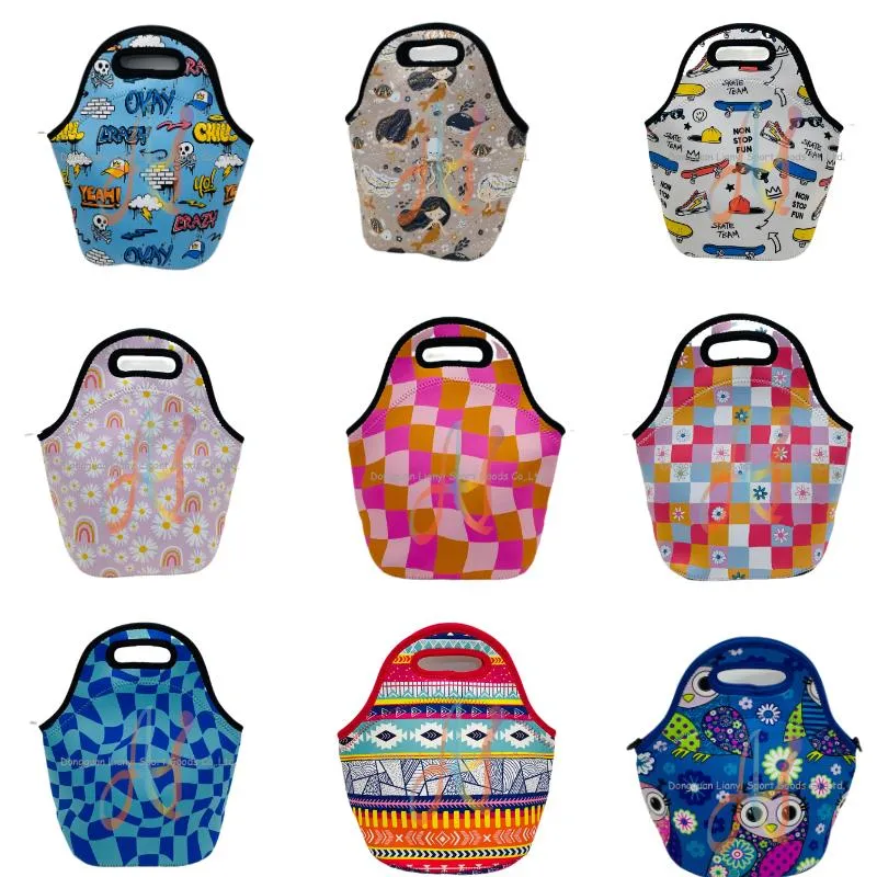 Wholesale Customized Neoprene Lovely Lunch Pouch Fashionable Neoprene Pack Lunch Bag for Kids with Customizable Design