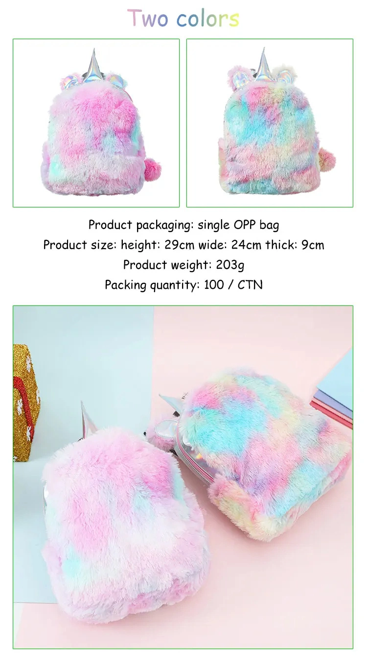 Fashion Bag Girls Plush Pink Travel Backpack Kids Cute Unicorn School Bags Charm Unicorn Backpack